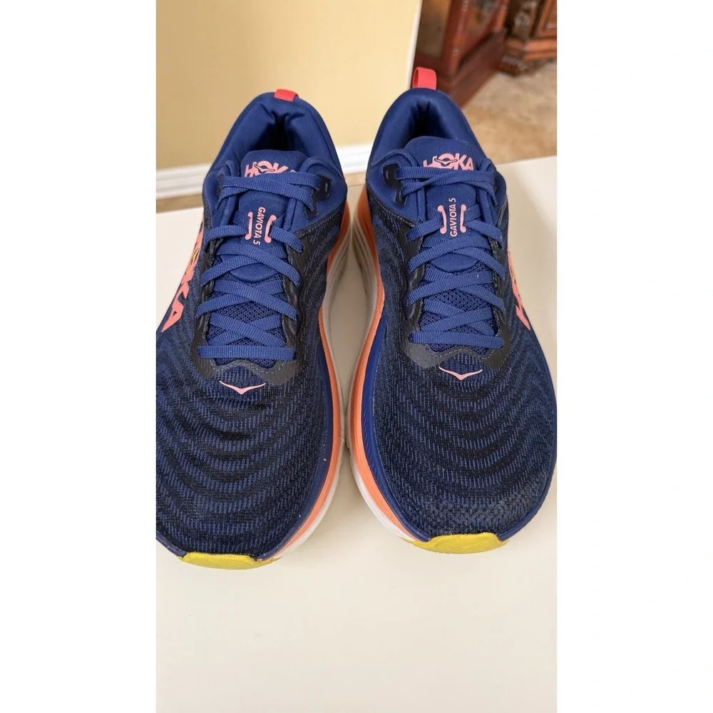 HOKA Gaviota 5 Women's Running Shoes Navy Coral Stability Sneakers US 11B